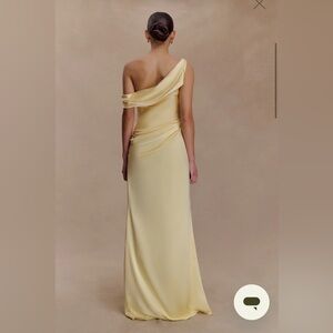 Dalia Off Shoulder Satin Maxi Dress - Lemon